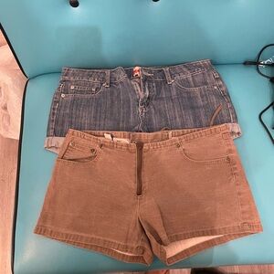 Y2K Low rise Denim and Tan Women's Shorts Set